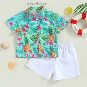Little Boy Boutique Palm Tree Trendy Summer Outfit Set